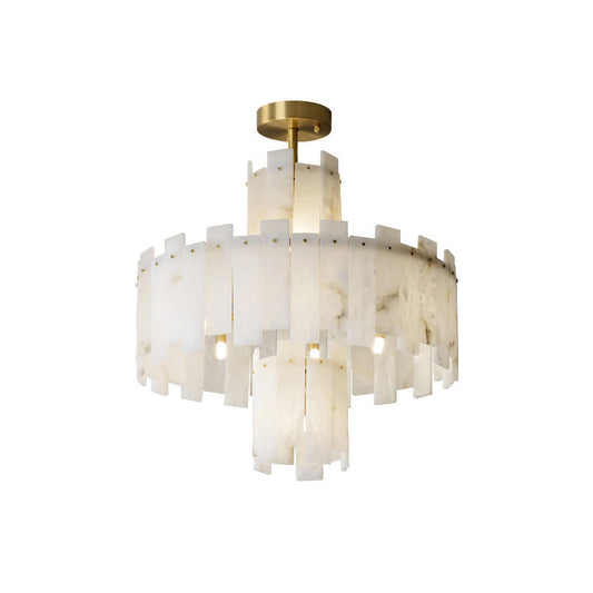 Regina Alabaster Chandelier - Tiered Brass & Natural Stone Light