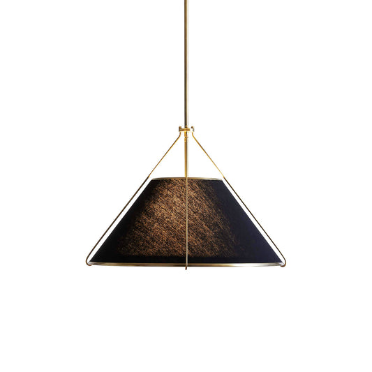 Remi Conical Pendant Lamp - Brass Cage & Black Linen Dual Shade