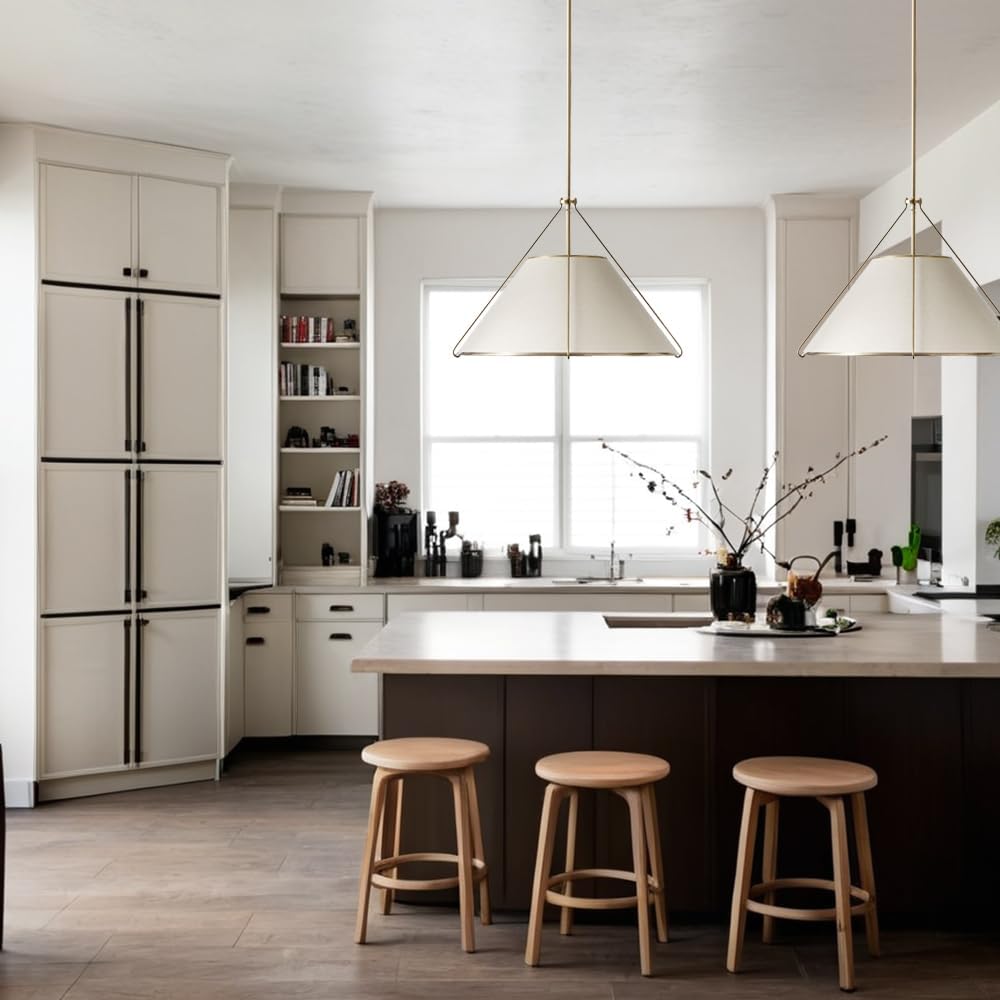 Remi Conical Pendant Lamp - Brass Cage & Black Linen Dual Shade