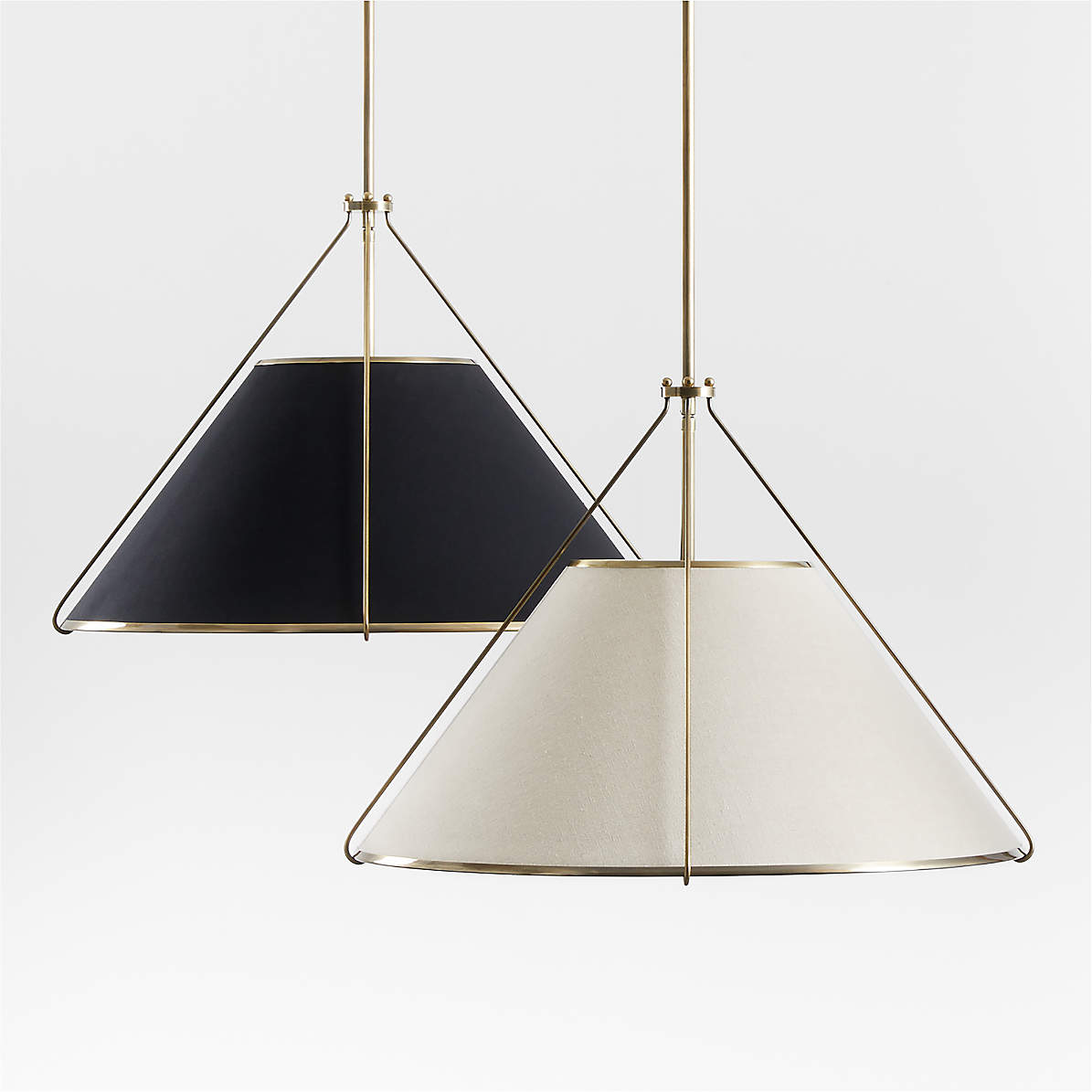 Remi Conical Pendant Lamp - Brass Cage & Black Linen Dual Shade