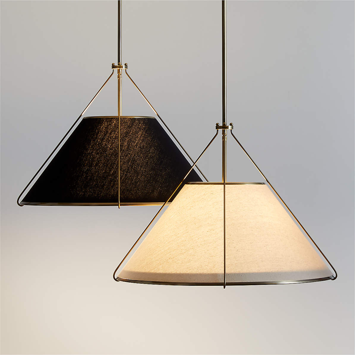 Remi Conical Pendant Lamp - Brass Cage & Black Linen Dual Shade