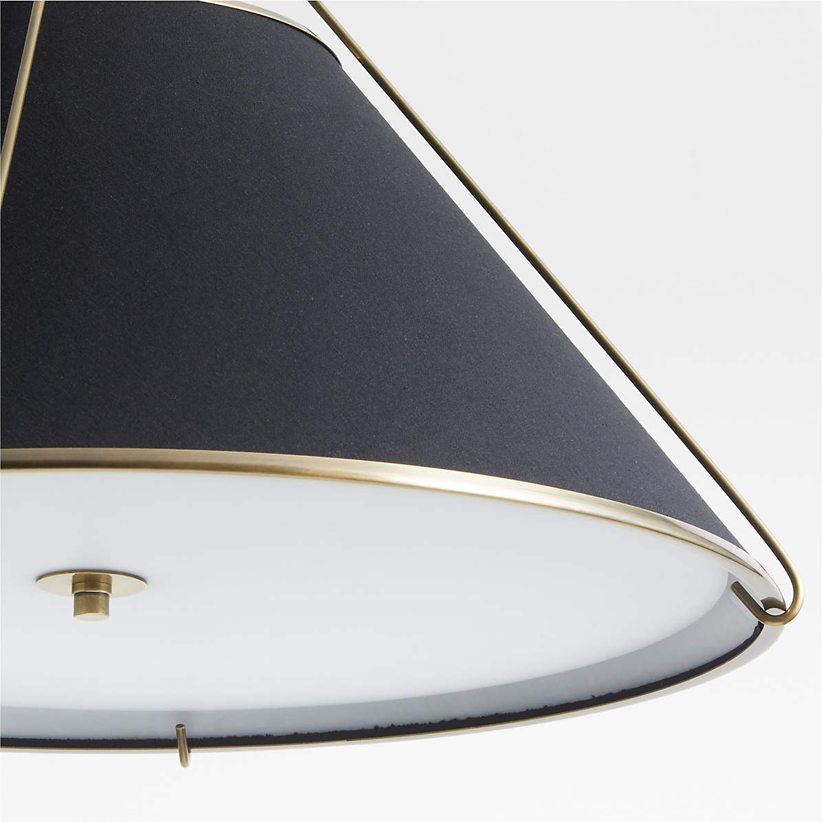 Remi Conical Pendant Lamp - Brass Cage & Black Linen Dual Shade