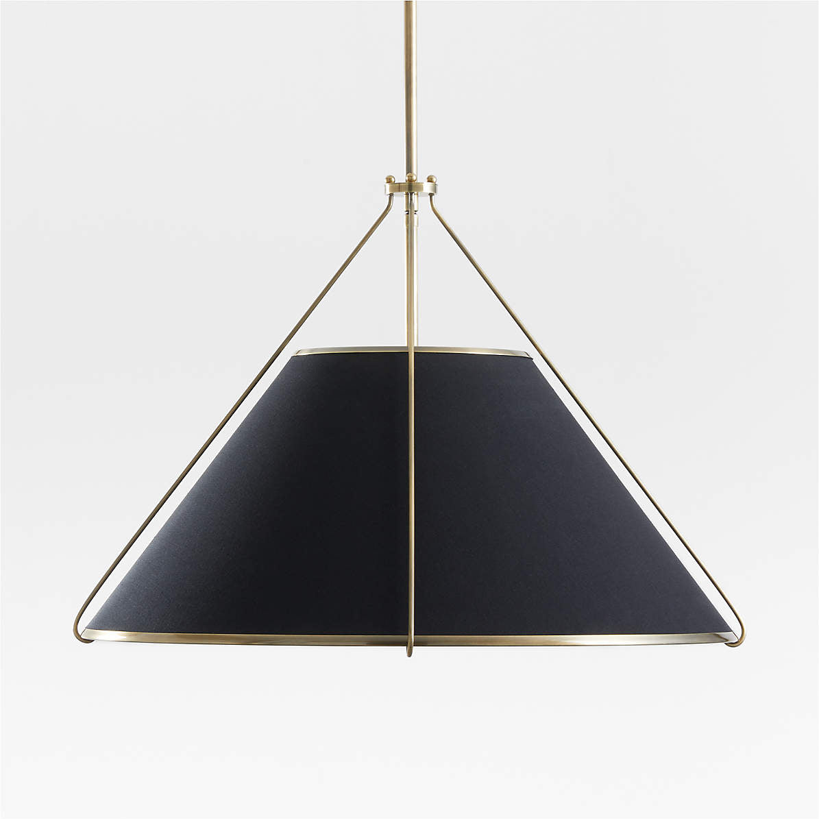 Remi Conical Pendant Lamp - Brass Cage & Black Linen Dual Shade