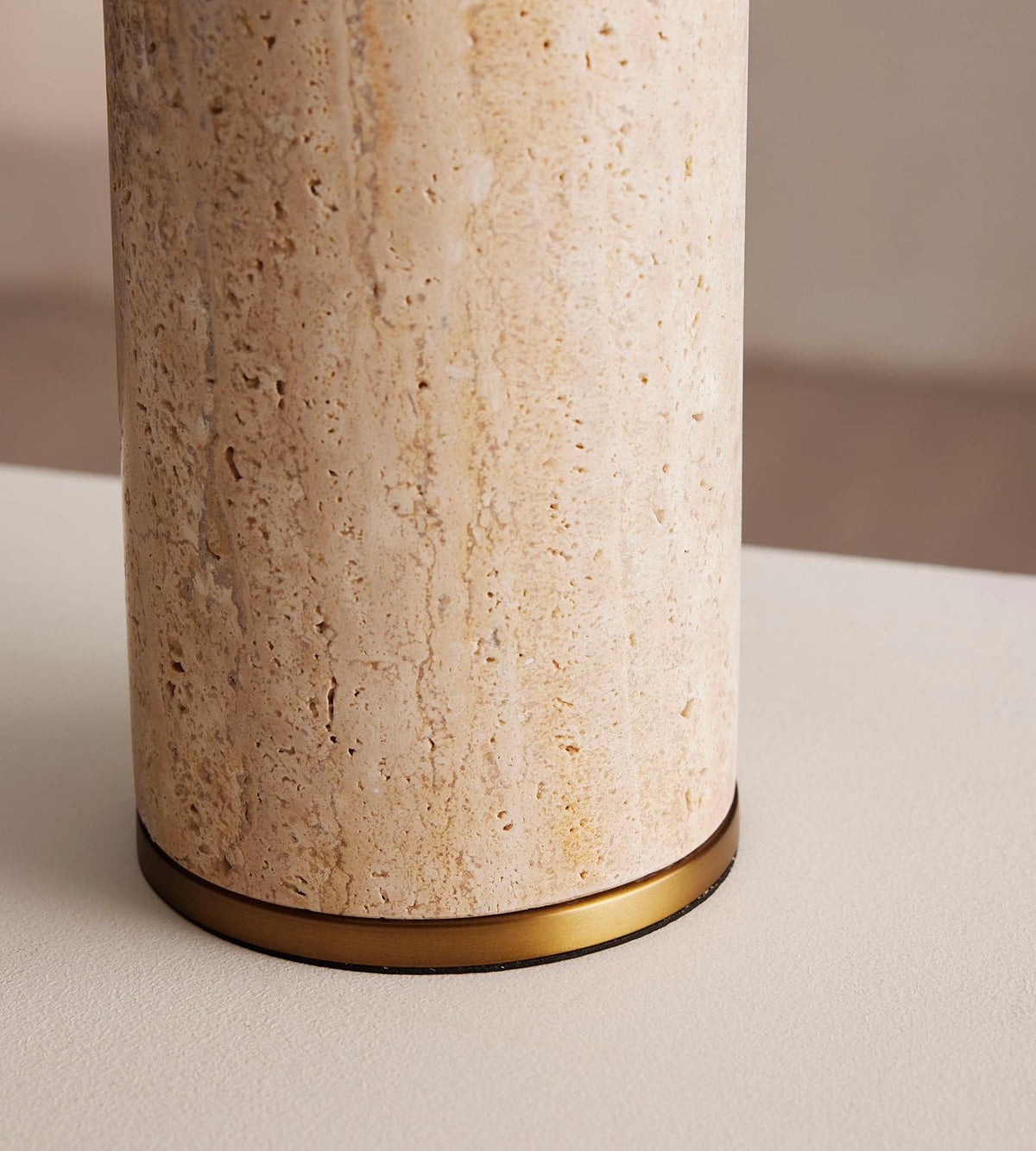 Remi Stone Table Lamp - Natural Travertine Marble & Linen Shade