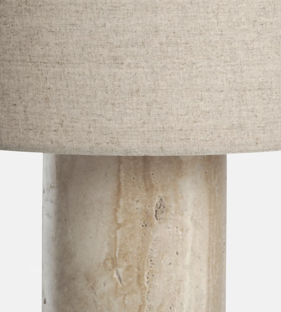 Remi Stone Table Lamp - Natural Travertine Marble & Linen Shade