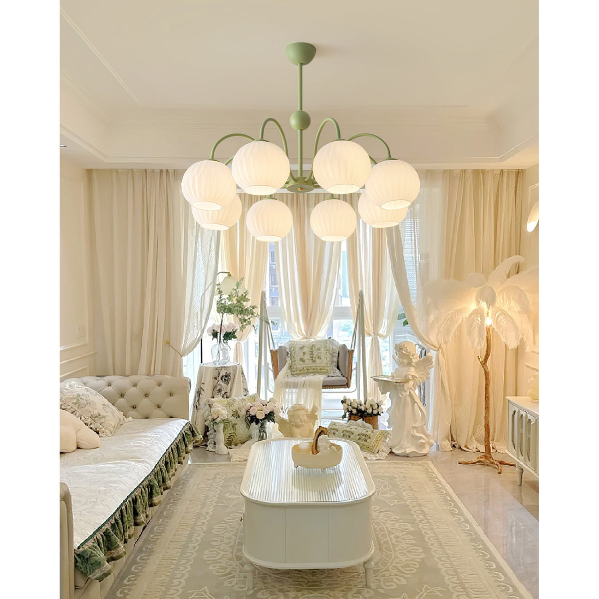 Renee Chandelier - Modern Soft-Curved Globe Lighting