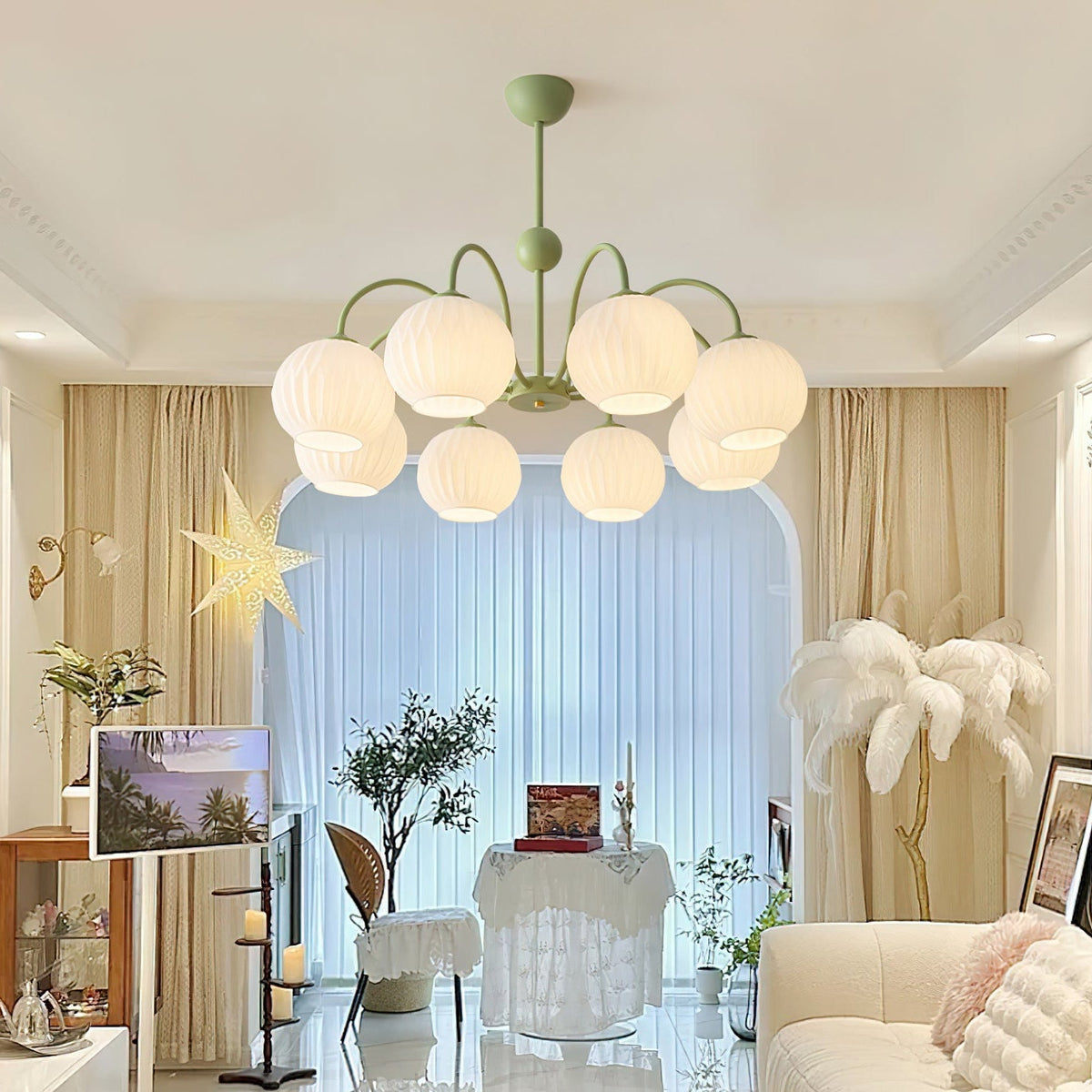 Renee Chandelier - Modern Soft-Curved Globe Lighting