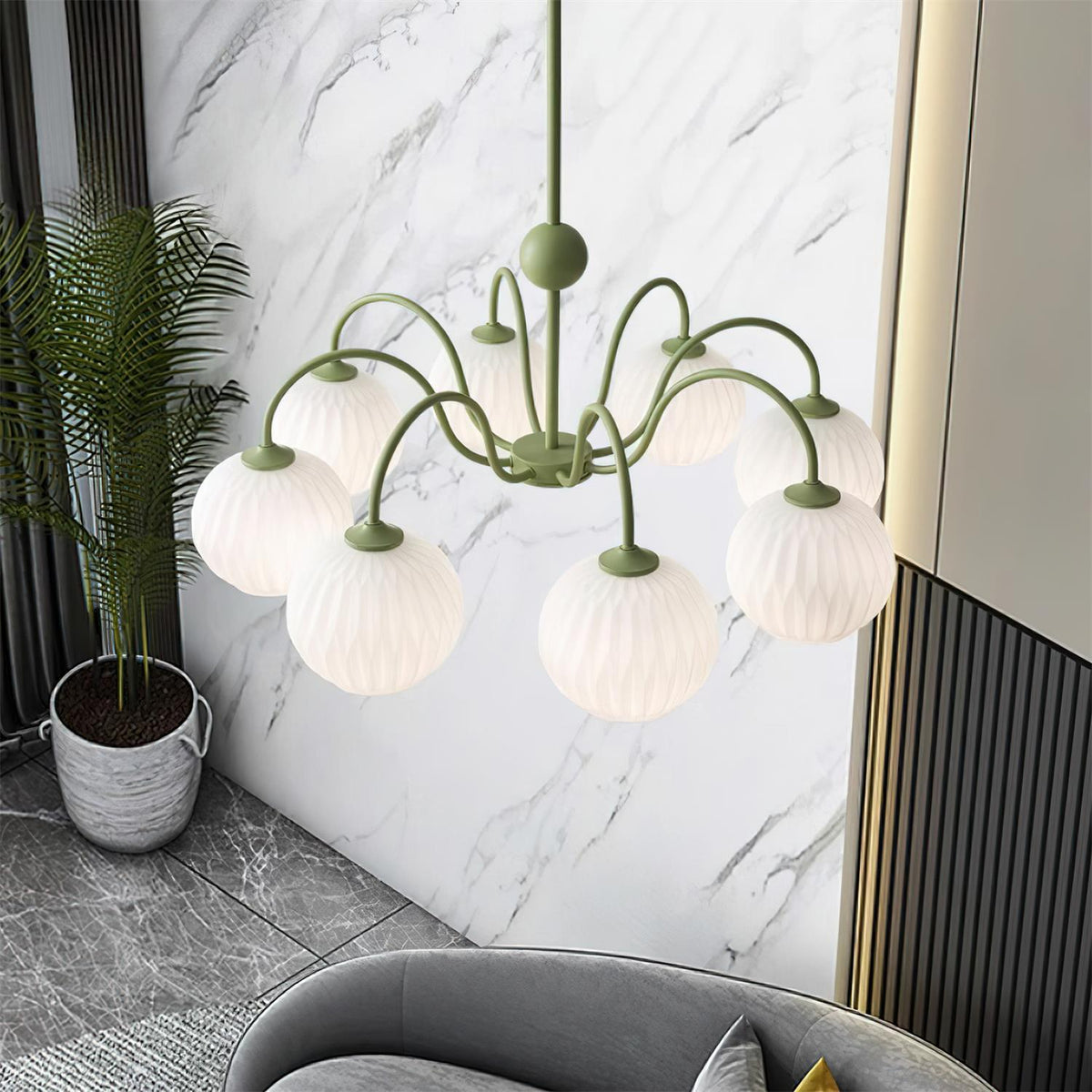 Renee Chandelier - Modern Soft-Curved Globe Lighting