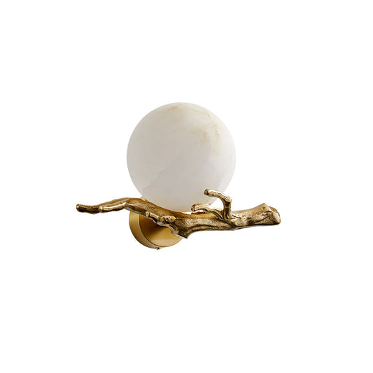 Retro Twigs Alabaster Wall Lamp - Brass Organic Branch Sconce