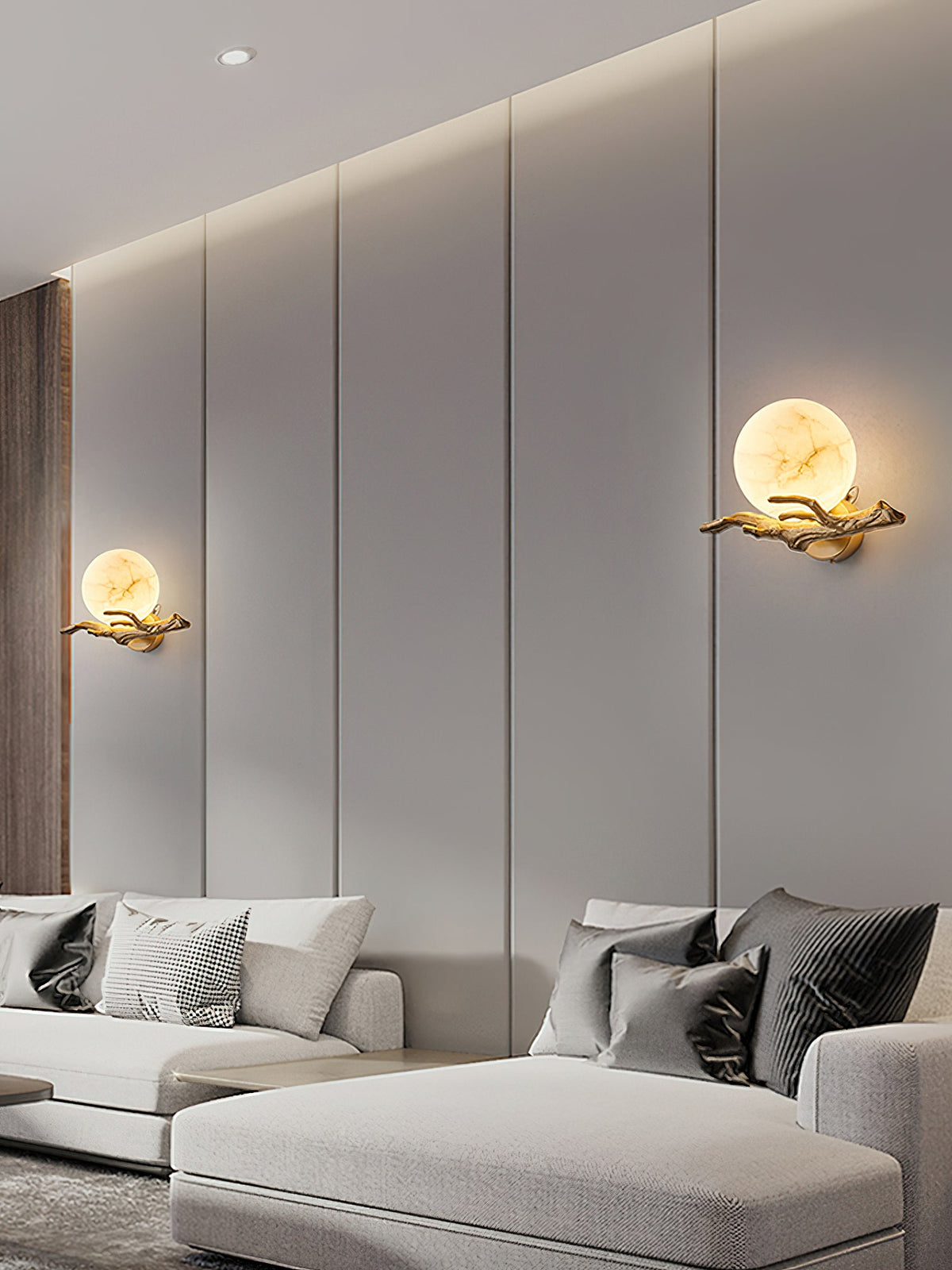 Retro Twigs Alabaster Wall Lamp - Brass Organic Branch Sconce