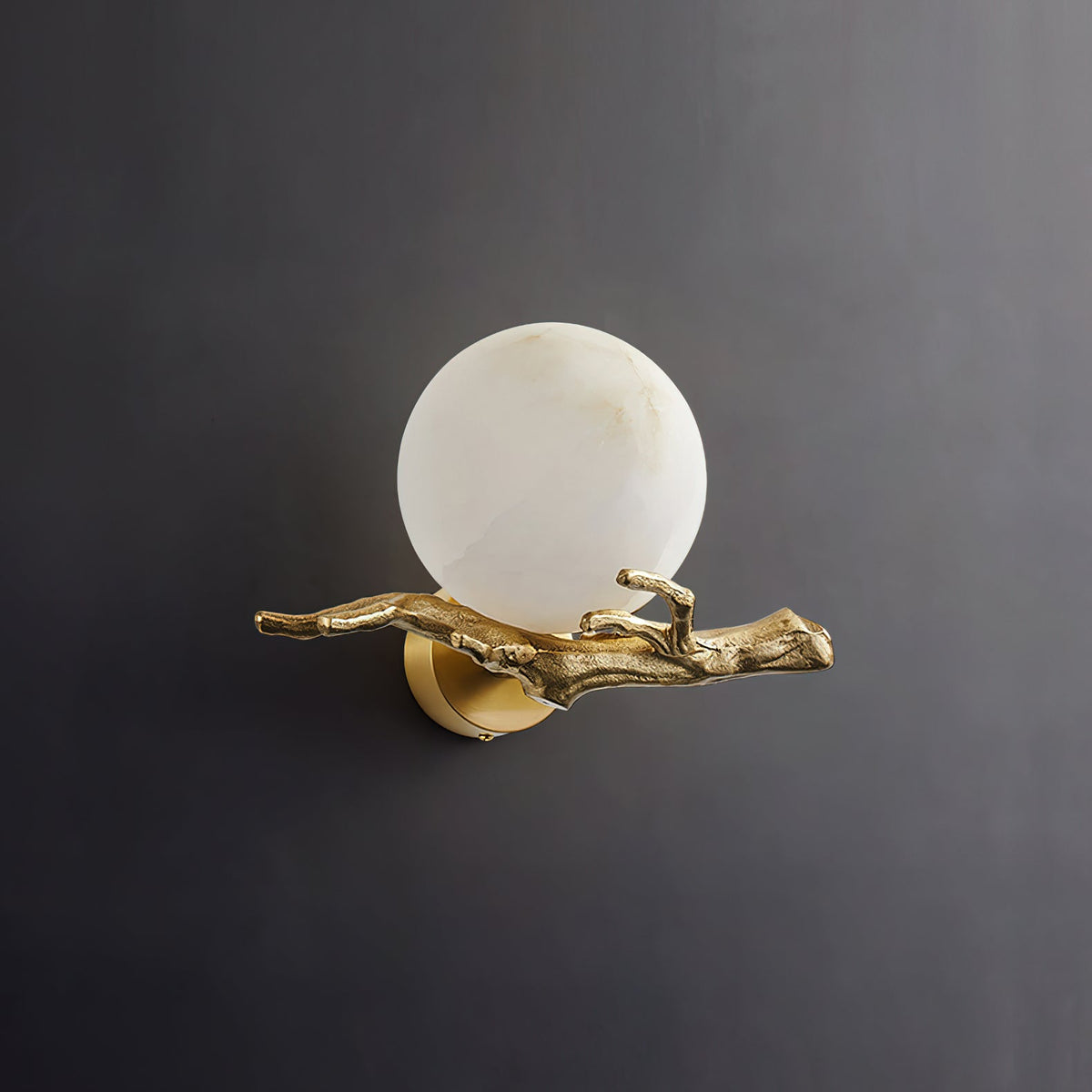 Retro Twigs Alabaster Wall Lamp - Brass Organic Branch Sconce