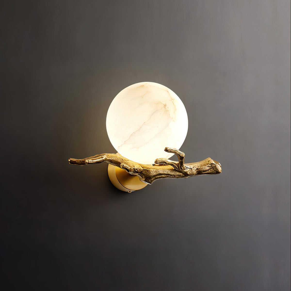Retro Twigs Alabaster Wall Lamp - Brass Organic Branch Sconce