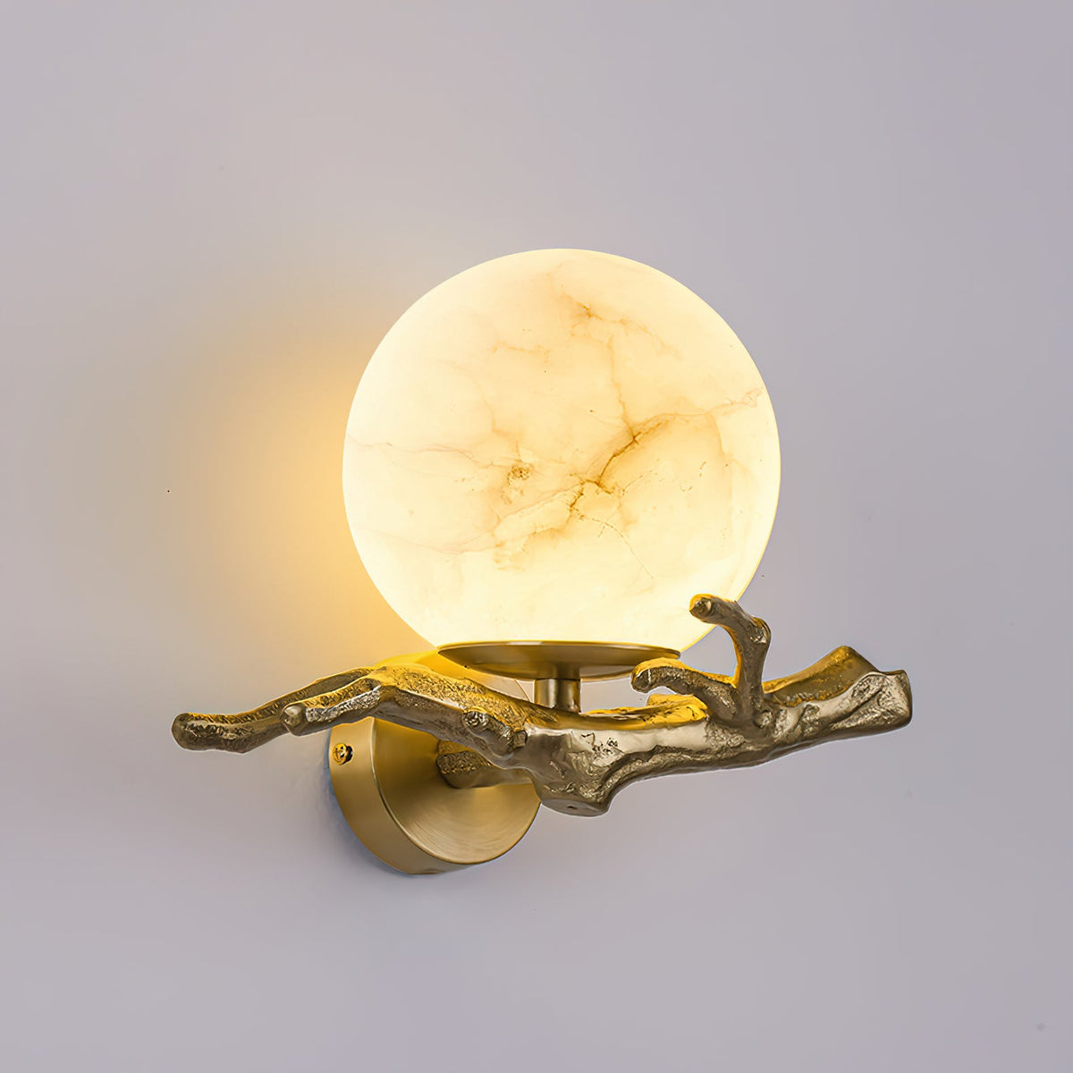 Retro Twigs Alabaster Wall Lamp - Brass Organic Branch Sconce