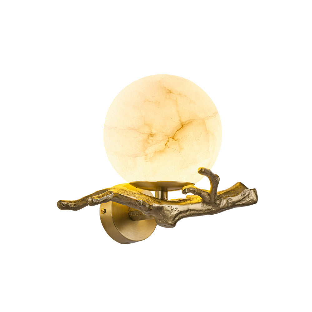 Retro Twigs Alabaster Wall Lamp - Brass Organic Branch Sconce