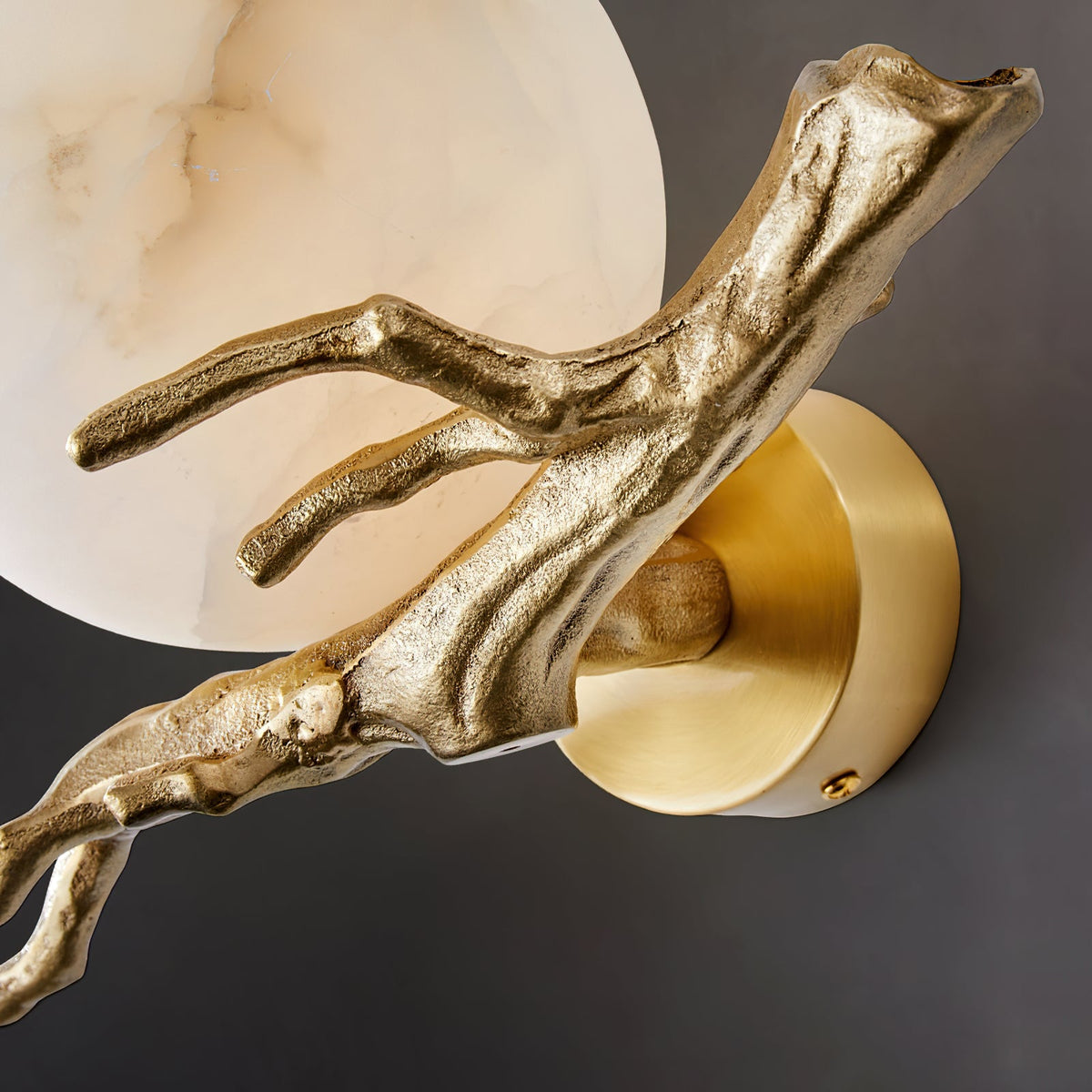 Retro Twigs Alabaster Wall Lamp - Brass Organic Branch Sconce