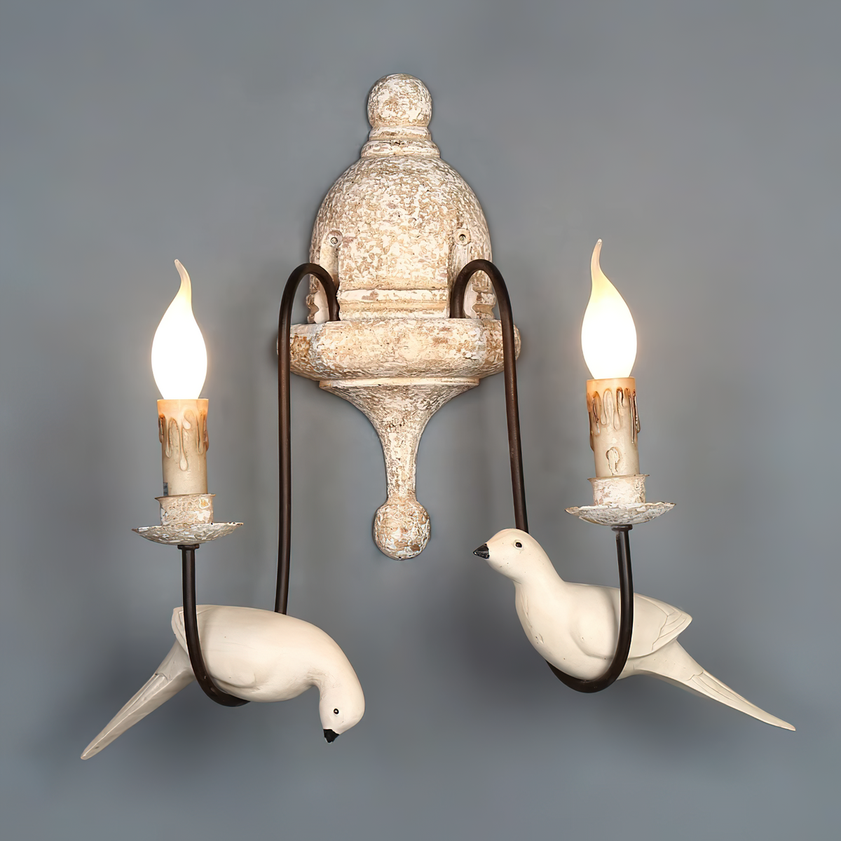 Retro Wooden Bird Wall Lamp - Vintage French Solid Wood Sconce