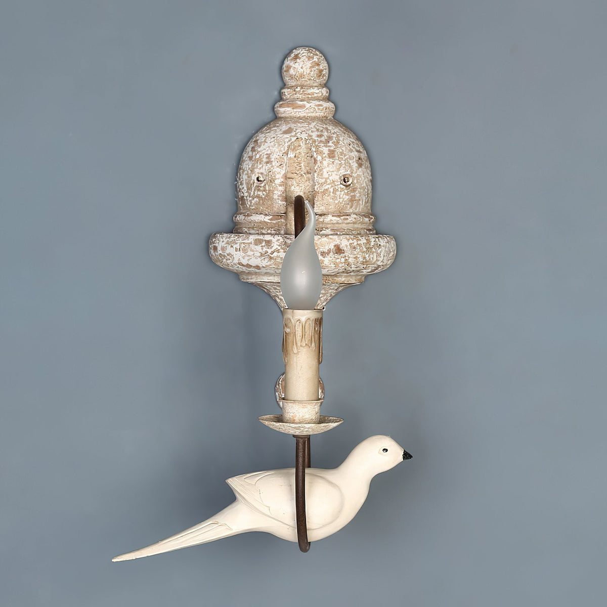 Retro Wooden Bird Wall Lamp - Vintage French Solid Wood Sconce