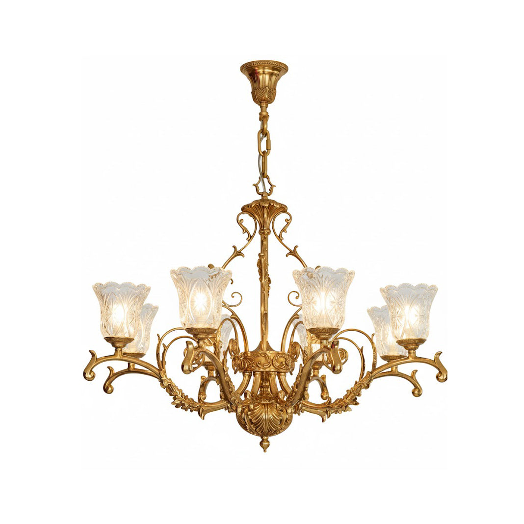 Revival Glass Chandelier - Solid Brass Frame & Hand-Cut Glass