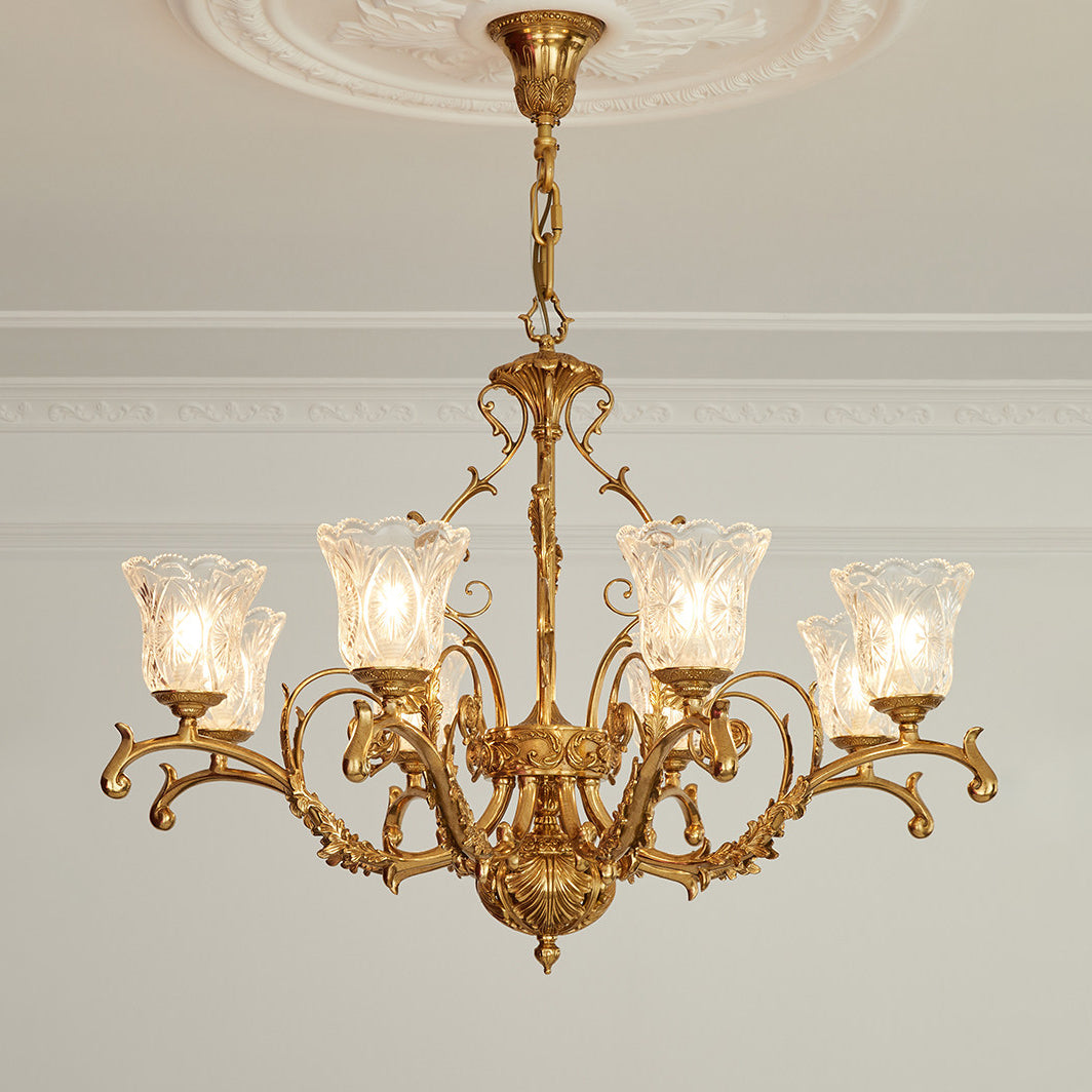 Revival Glass Chandelier - Solid Brass Frame & Hand-Cut Glass