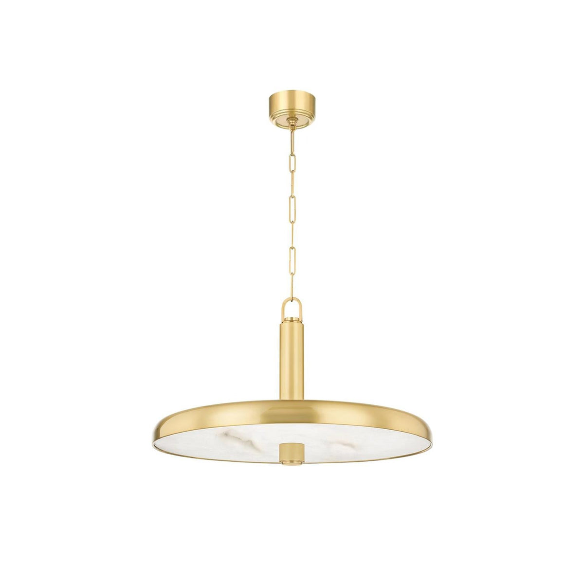 Reynolds Alabaster Pendant Lamp - Brass Metal Dome & Natural Stone