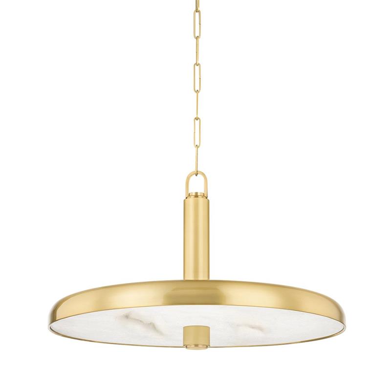 Reynolds Alabaster Pendant Lamp - Brass Metal Dome & Natural Stone