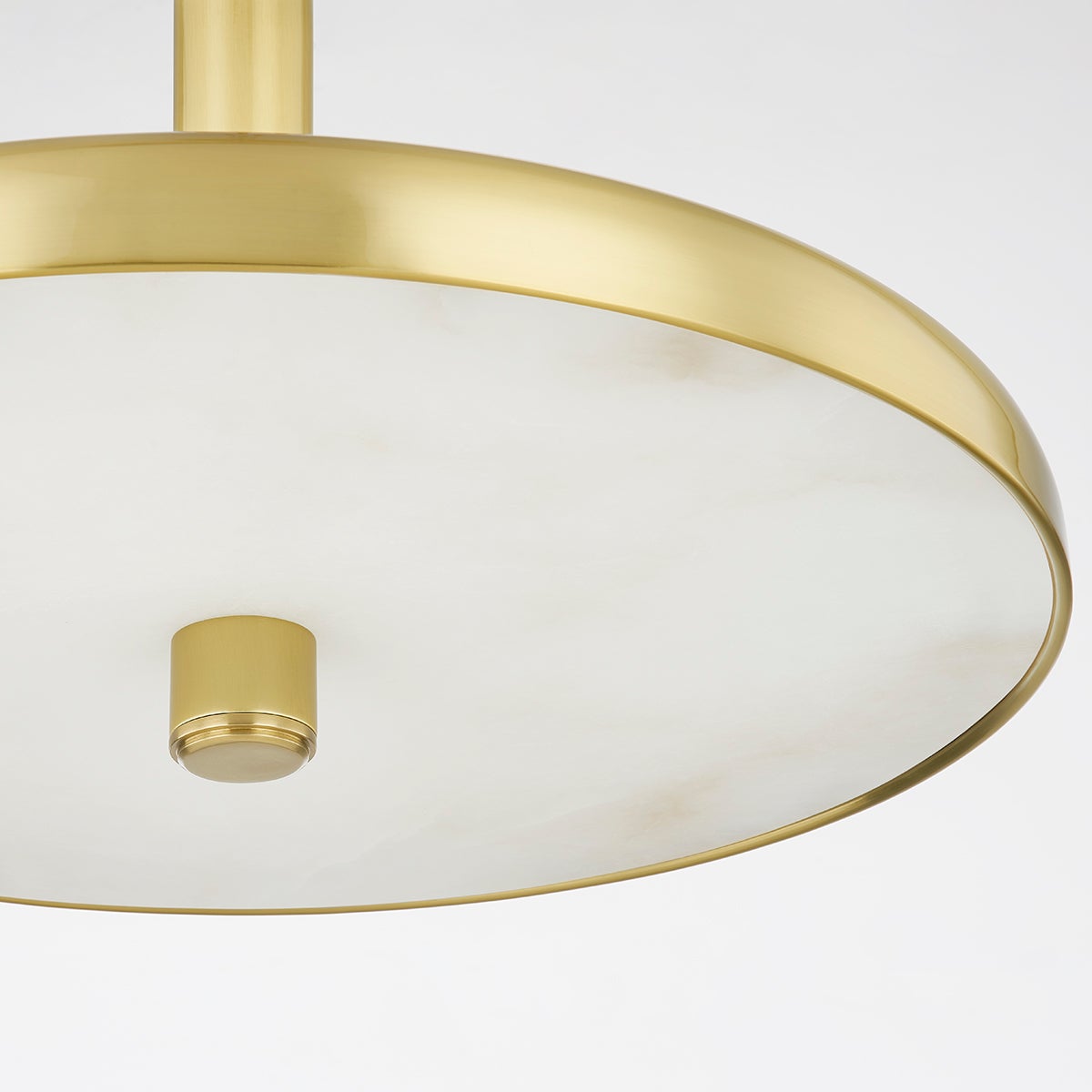 Reynolds Alabaster Pendant Lamp - Brass Metal Dome & Natural Stone