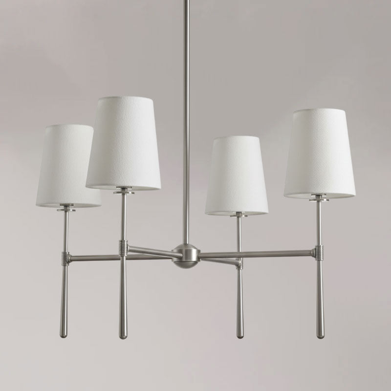 Rhodes Round Chandelier - Brass Frame & Linen Torch Shades