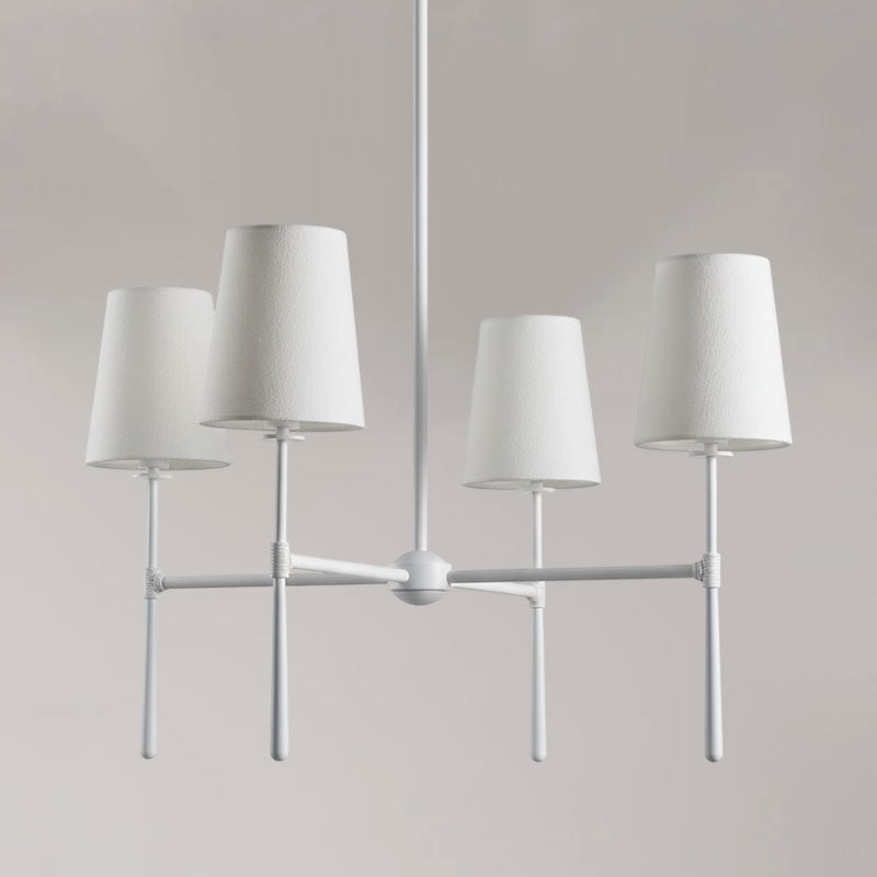 Rhodes Round Chandelier - Brass Frame & Linen Torch Shades