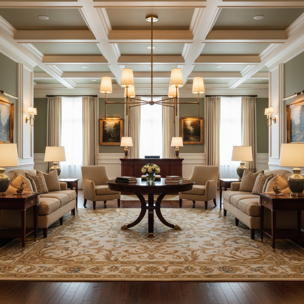 Rhodes Round Chandelier - Brass Frame & Linen Torch Shades
