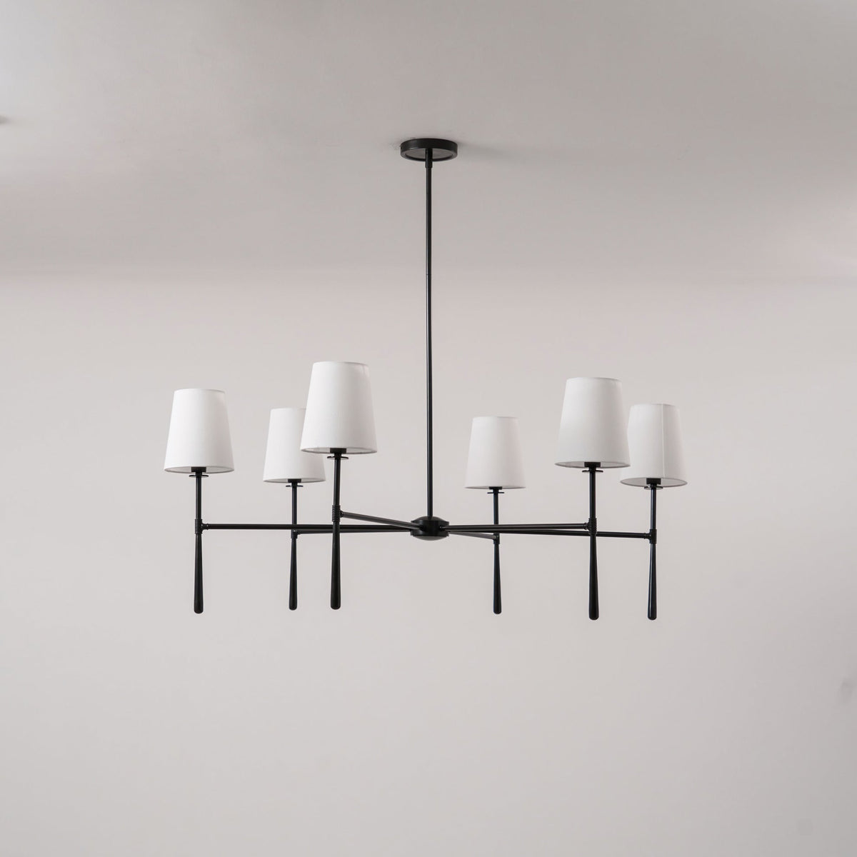 Rhodes Round Chandelier - Brass Frame & Linen Torch Shades