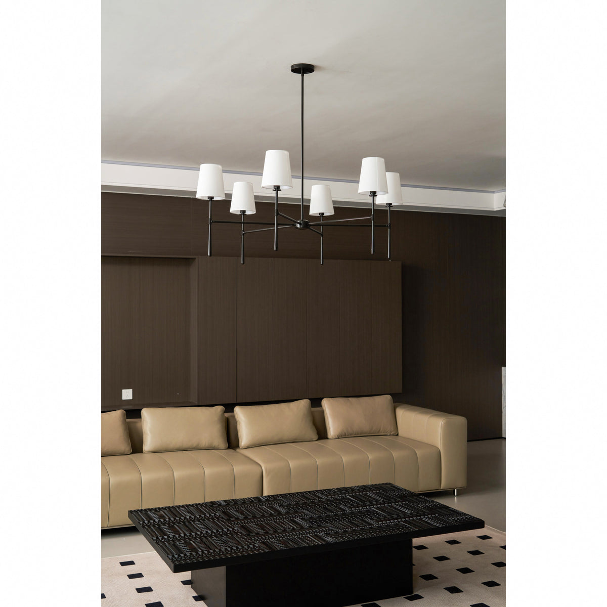 Rhodes Round Chandelier - Brass Frame & Linen Torch Shades