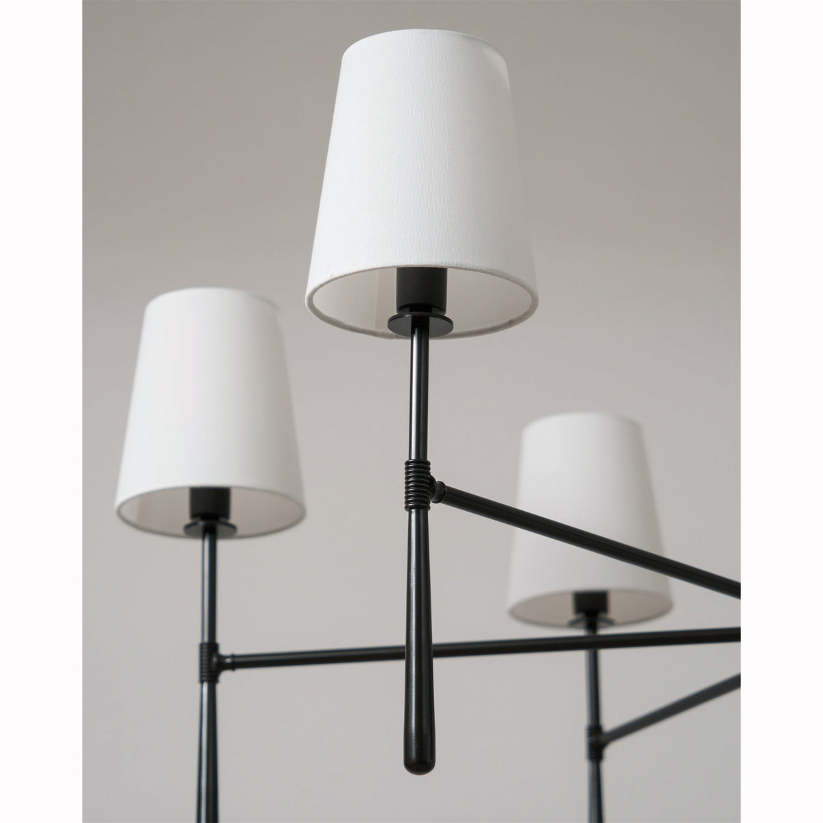 Rhodes Round Chandelier - Brass Frame & Linen Torch Shades