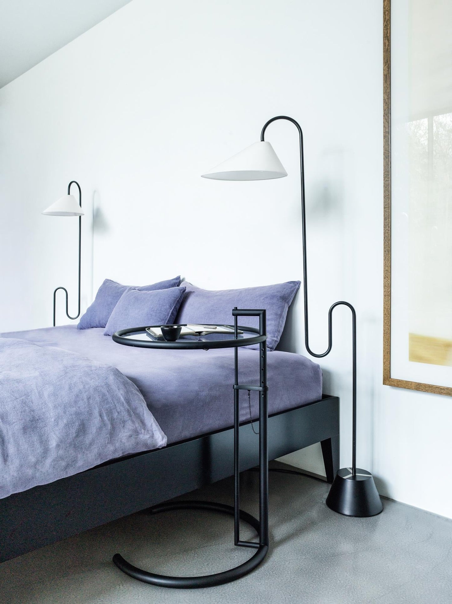 Roattino Floor Lamp - S-Shaped Steel Frame & Fabric Shade Light