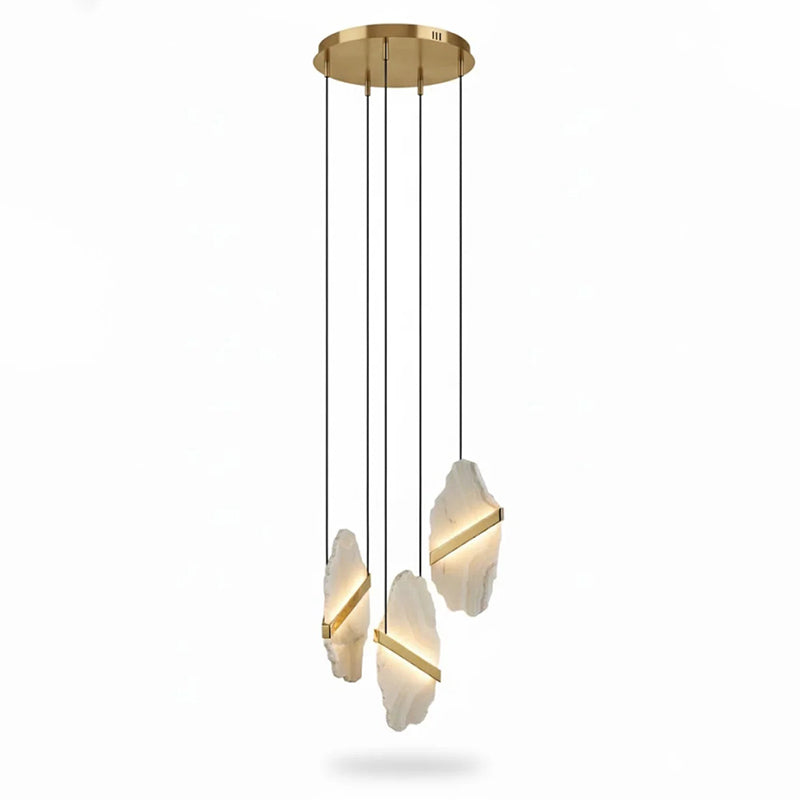 Rock Chandelier - Onyx & Alabaster Sculptural LED Pendant