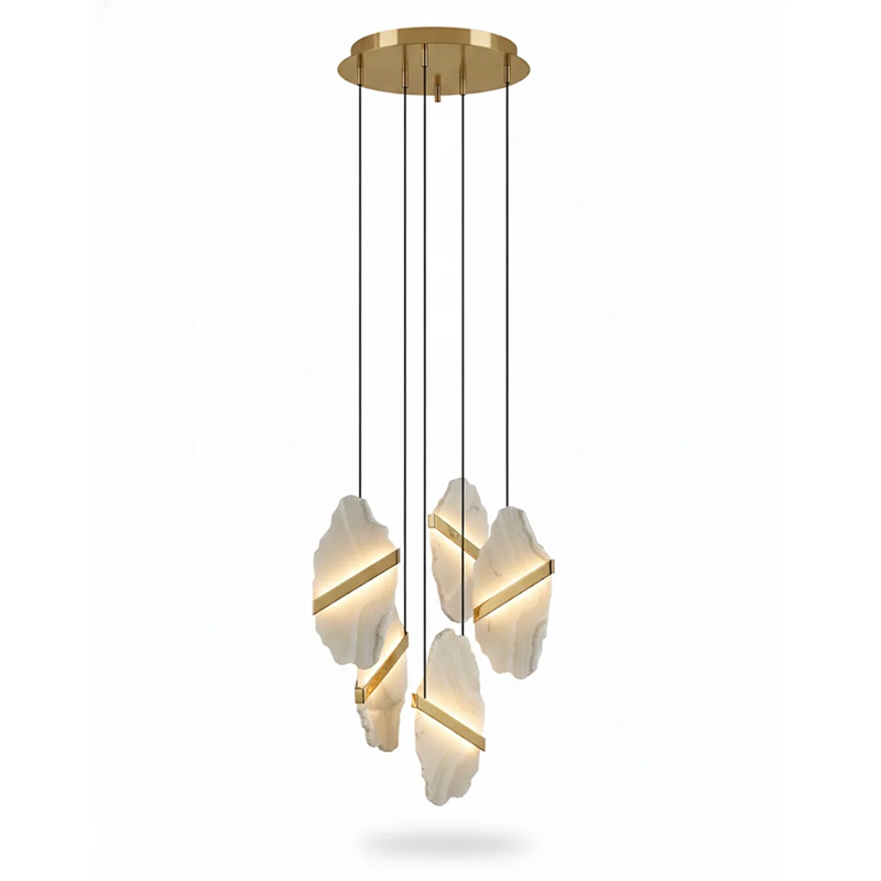 Rock Chandelier - Onyx & Alabaster Sculptural LED Pendant