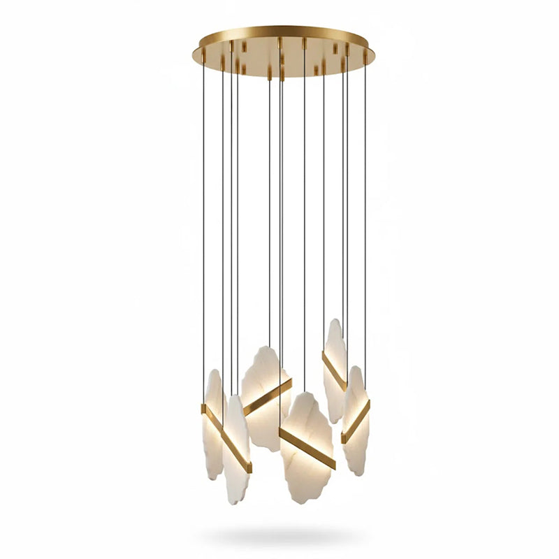 Rock Chandelier - Onyx & Alabaster Sculptural LED Pendant