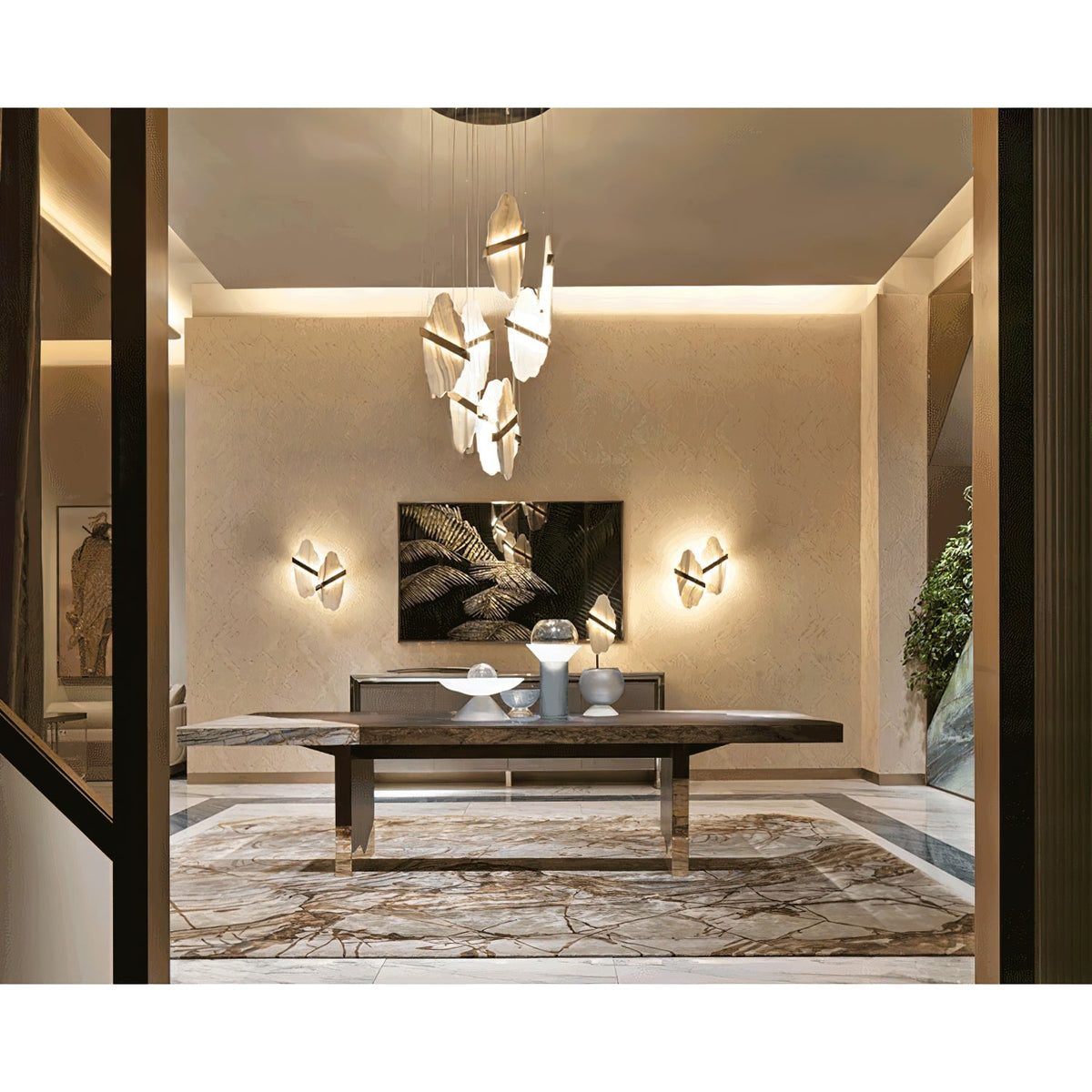 Rock Chandelier - Onyx & Alabaster Sculptural LED Pendant