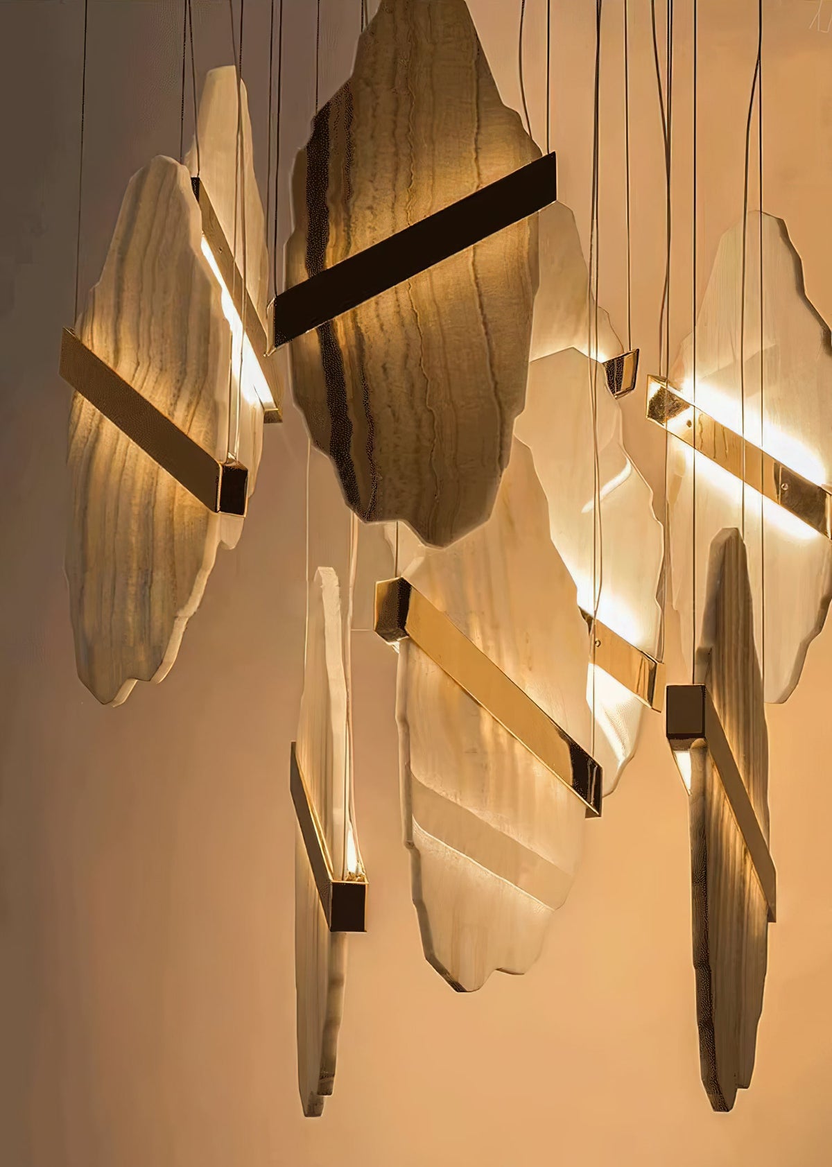 Rock Chandelier - Onyx & Alabaster Sculptural LED Pendant