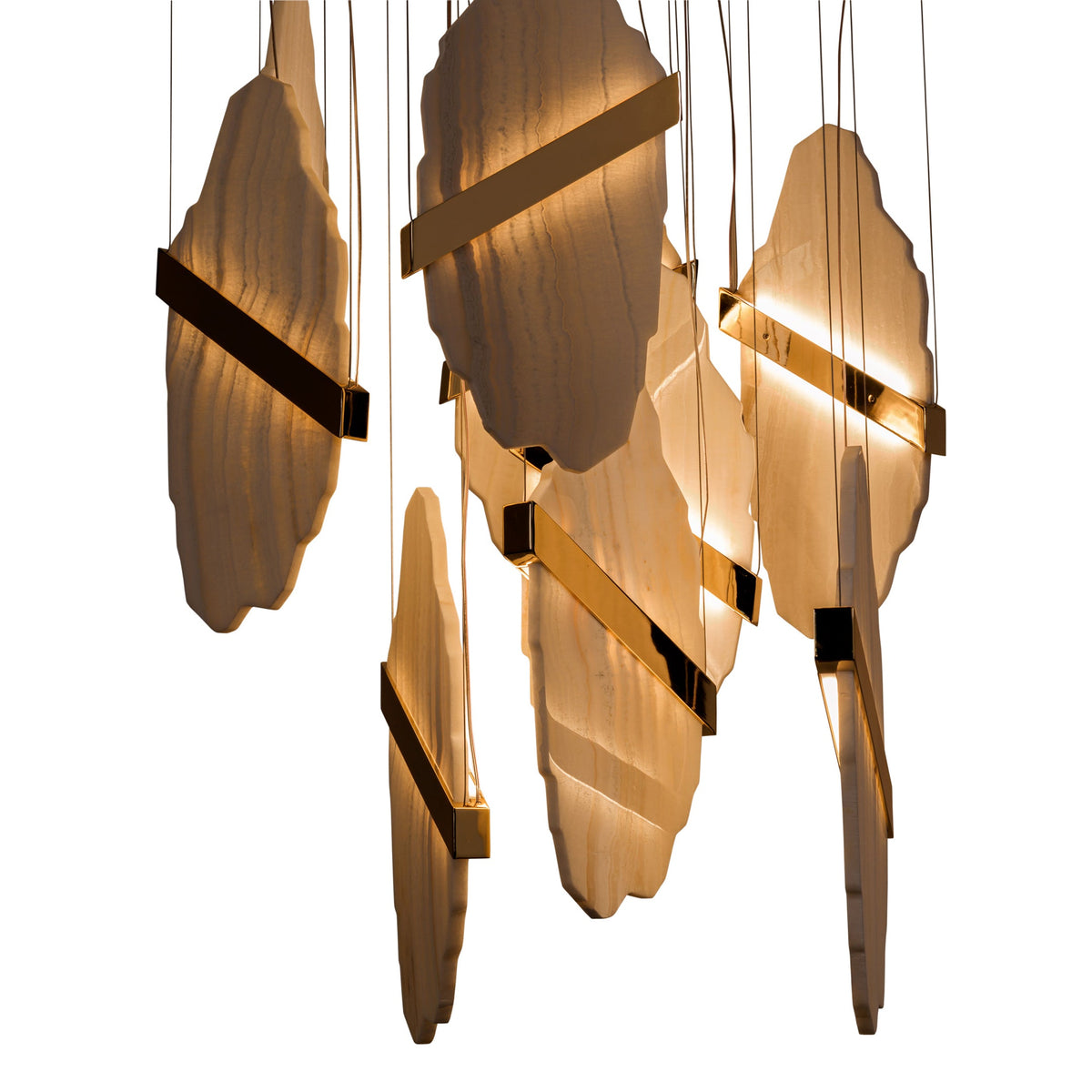 Rock Chandelier - Onyx & Alabaster Sculptural LED Pendant