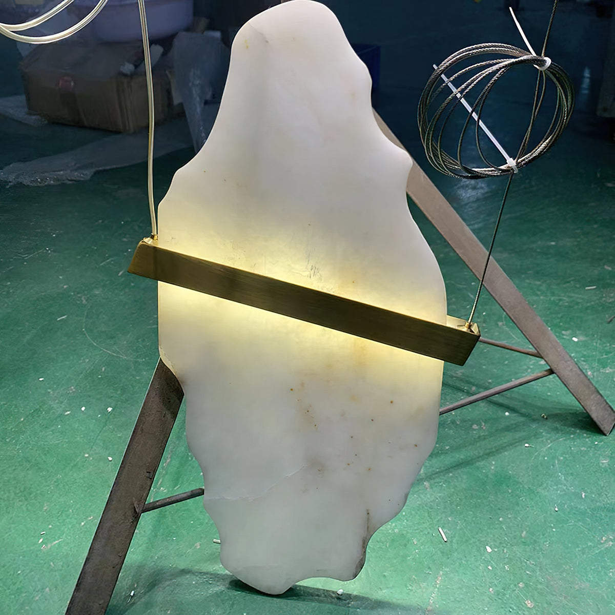 Rock Chandelier - Onyx & Alabaster Sculptural LED Pendant
