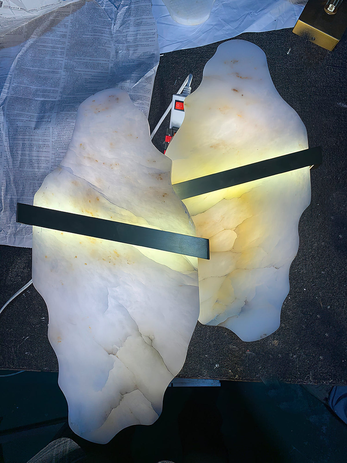 Rock Chandelier - Onyx & Alabaster Sculptural LED Pendant
