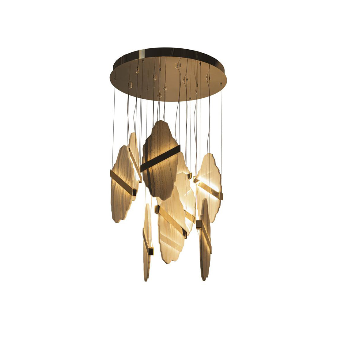Rock Chandelier - Onyx & Alabaster Sculptural LED Pendant