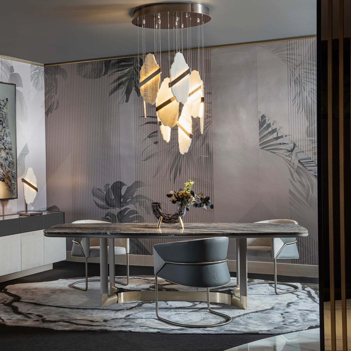 Rock Chandelier - Onyx & Alabaster Sculptural LED Pendant