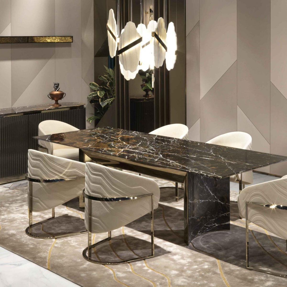 Rock Chandelier - Onyx & Alabaster Sculptural LED Pendant