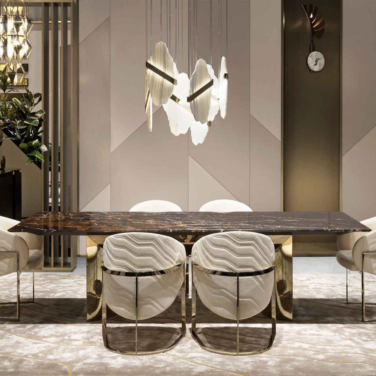 Rock Chandelier - Onyx & Alabaster Sculptural LED Pendant