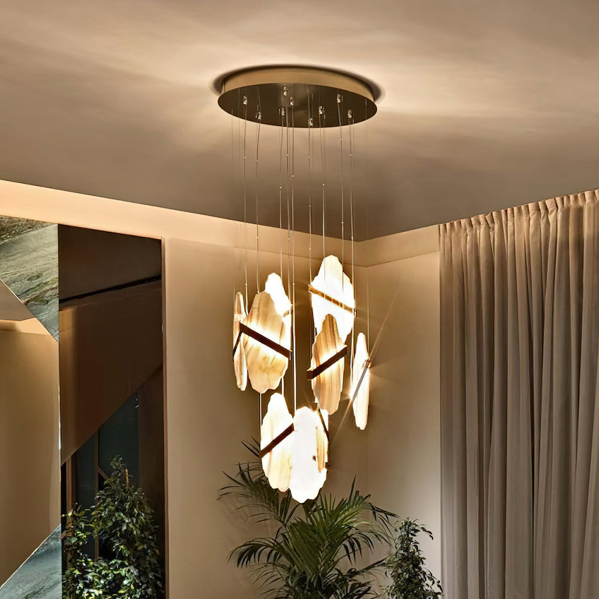 Rock Chandelier - Onyx & Alabaster Sculptural LED Pendant