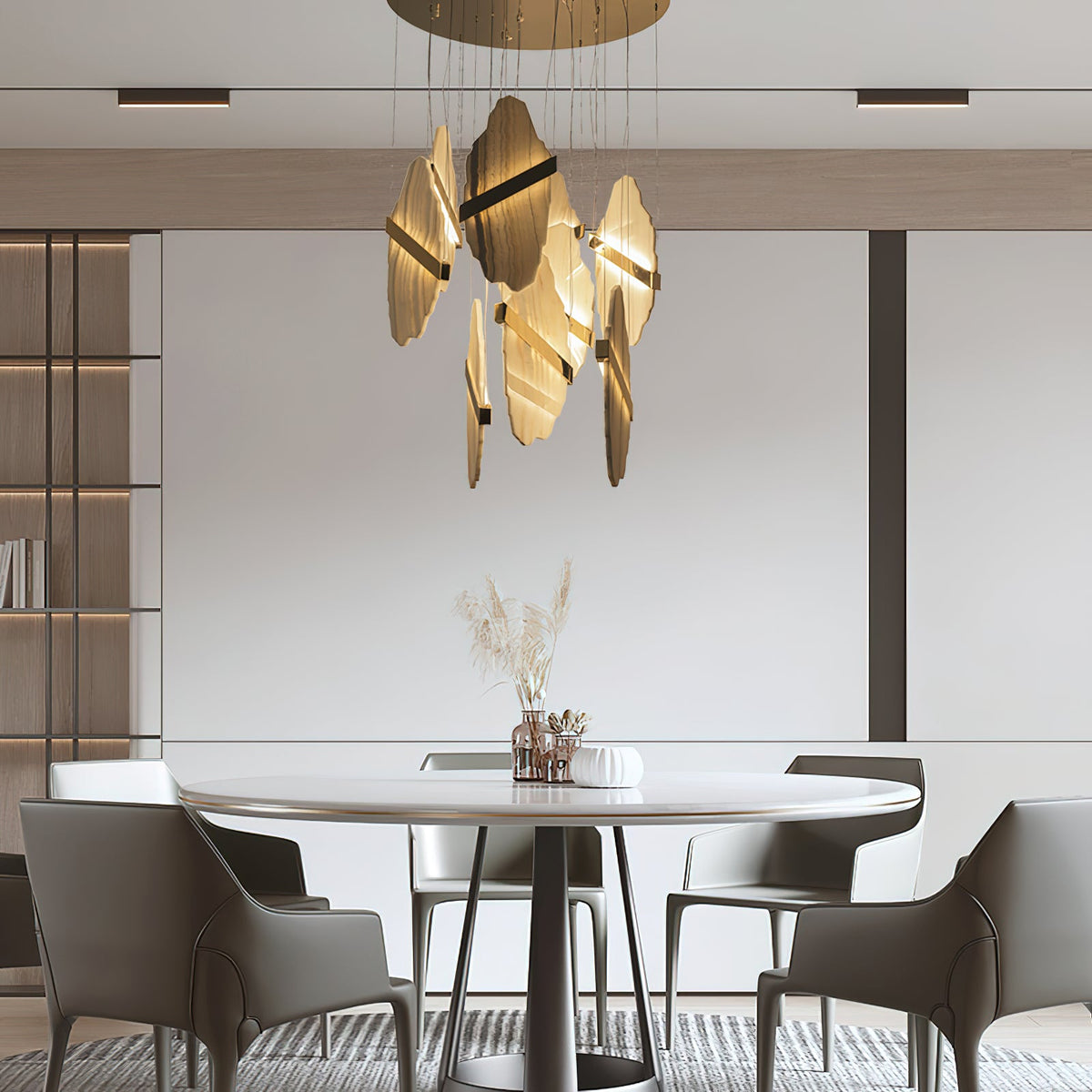 Rock Chandelier - Onyx & Alabaster Sculptural LED Pendant