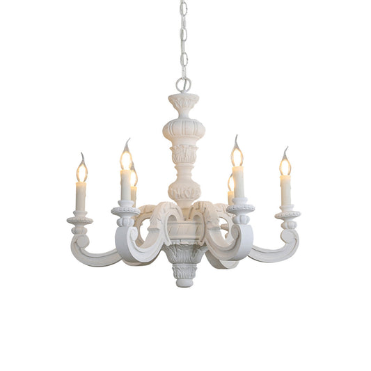 Roman Pillar Chandelier - Carved Wood French Mediterranean Light