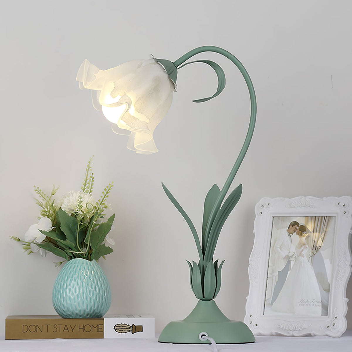 Romantic Flower Table Lamp - Glass Flower Shade Nightstand Light