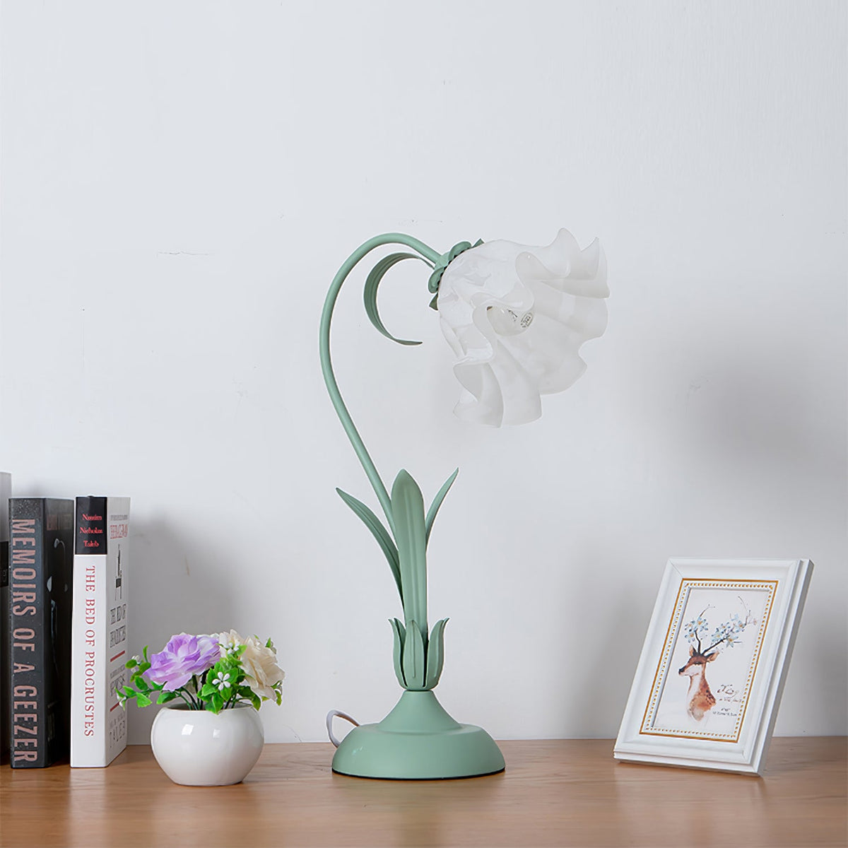 Romantic Flower Table Lamp - Glass Flower Shade Nightstand Light